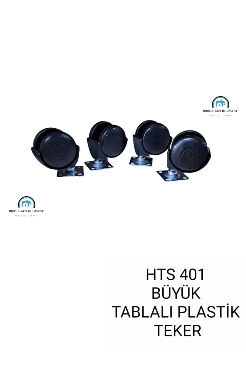 HTS 401 Plastik Tabla Bağlantılı Büyük Mobilya Tekerleği 50 mm 5'li Set