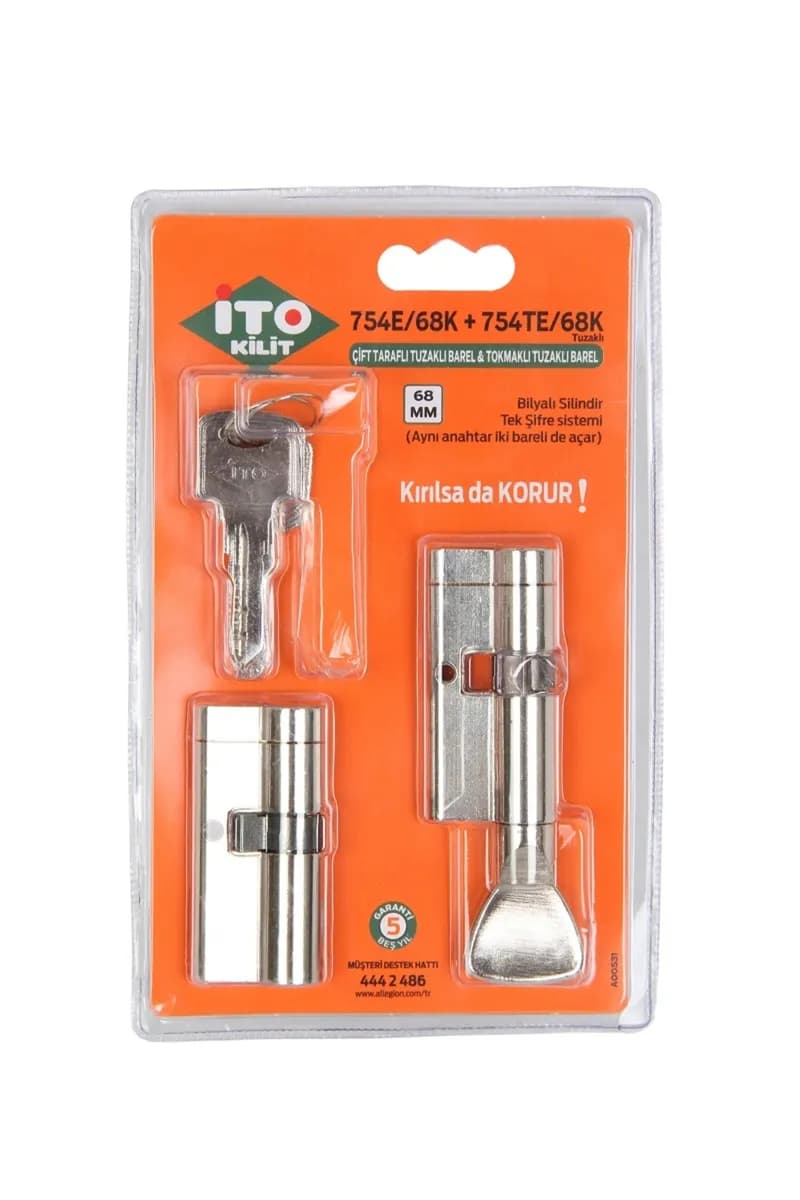 İto Tuzaklı İkiz Barel Birbirini Açar Set 68 mm Çelik Kapı Kilidi