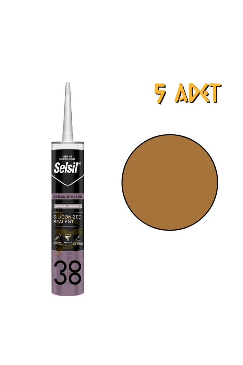 Selsil Silikonize Mastik Altın Meşe 500 g - 5 Adet
