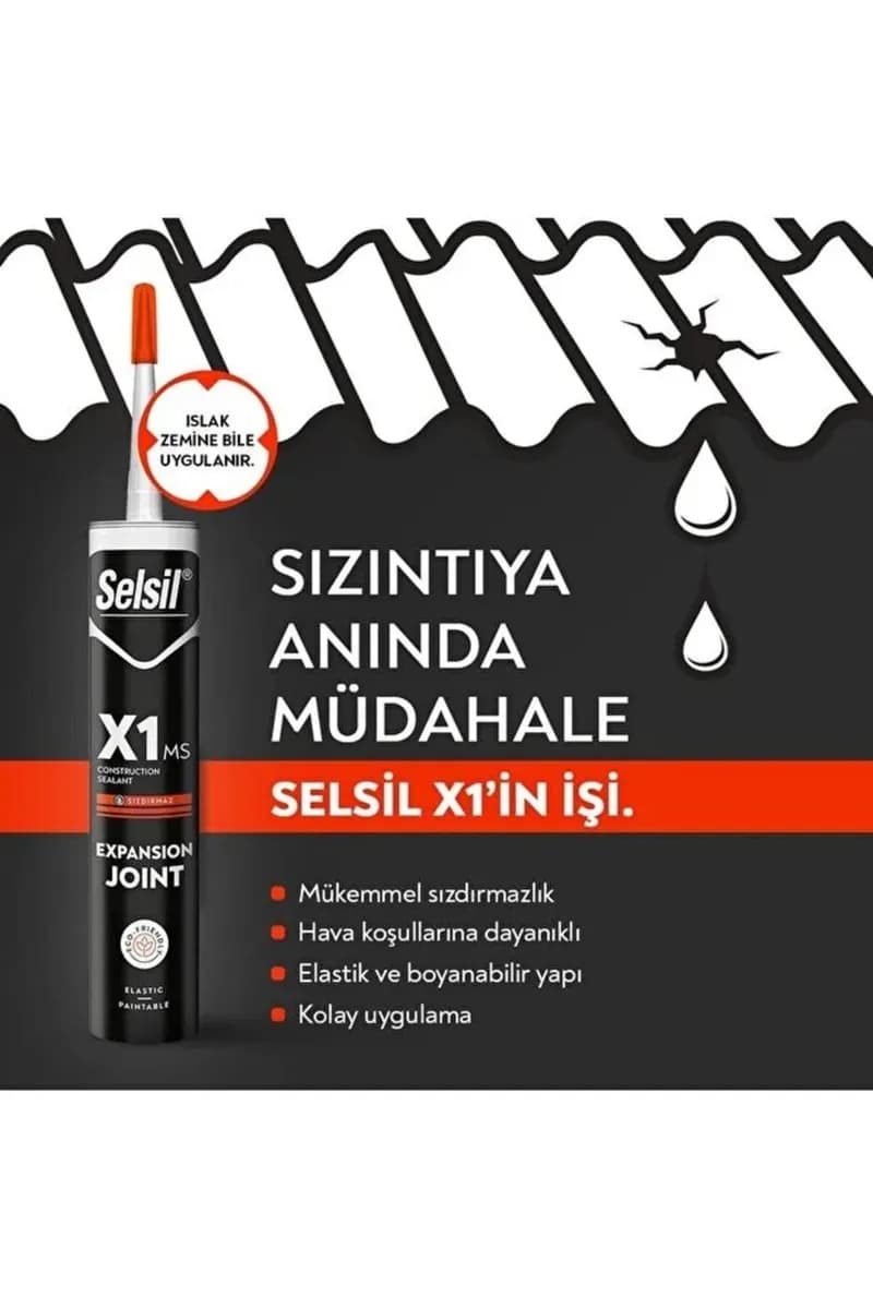 Selsil X1 Montaj Yapıştırıcısı Islak Zeminde Uygulanır Beyaz 290 ml